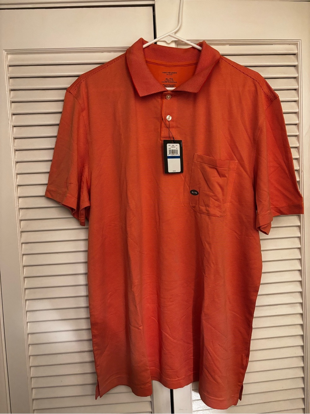 Van Heusen Men's Orange Short-Sleeve Polo with Chest Pocket
